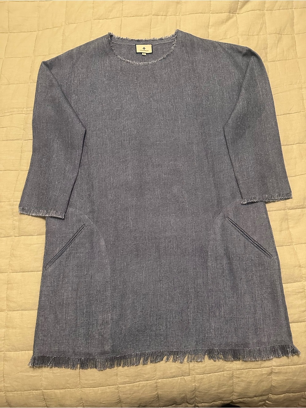 Tuckernuck Blue Linen Blend Raw Hem Tunic Dress. Womens size XL - Picture 8 of 12